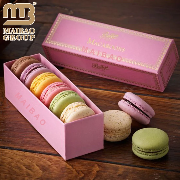 Оптовая продажа, розовая коробка для макарон, роскошная мини-упаковочная коробка для пончиков, картонная коробка с принтом на заказ, еда, тирамису, послеобеденный чай, торт, бумажная коробка