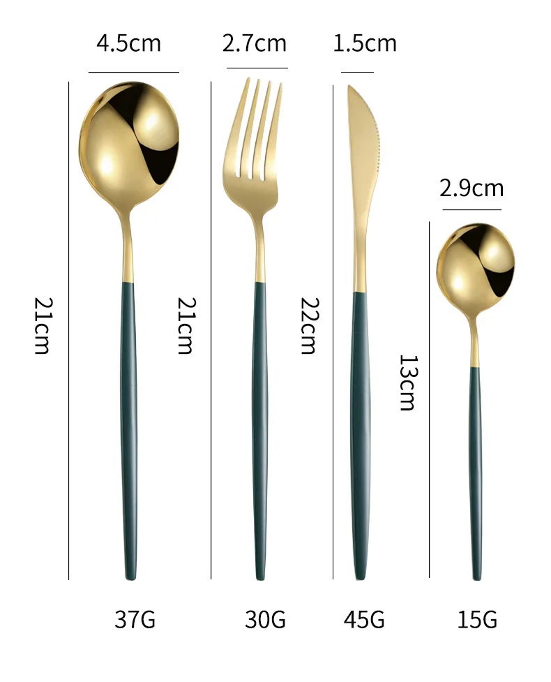 4pcs Restaurant Gold Flatware Polish Stainless Steel Cutlery Spoon Fork Knife Gold Portugal Cutlery Sets