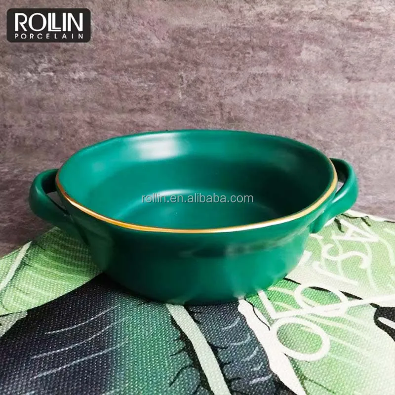 Оптовая продажа тарелок, посуда, заводская цена, новый дизайн, зеленый цвет, глазурованный керамический обеденный набор посуды, зеленые фарфоровые глубокие тарелки