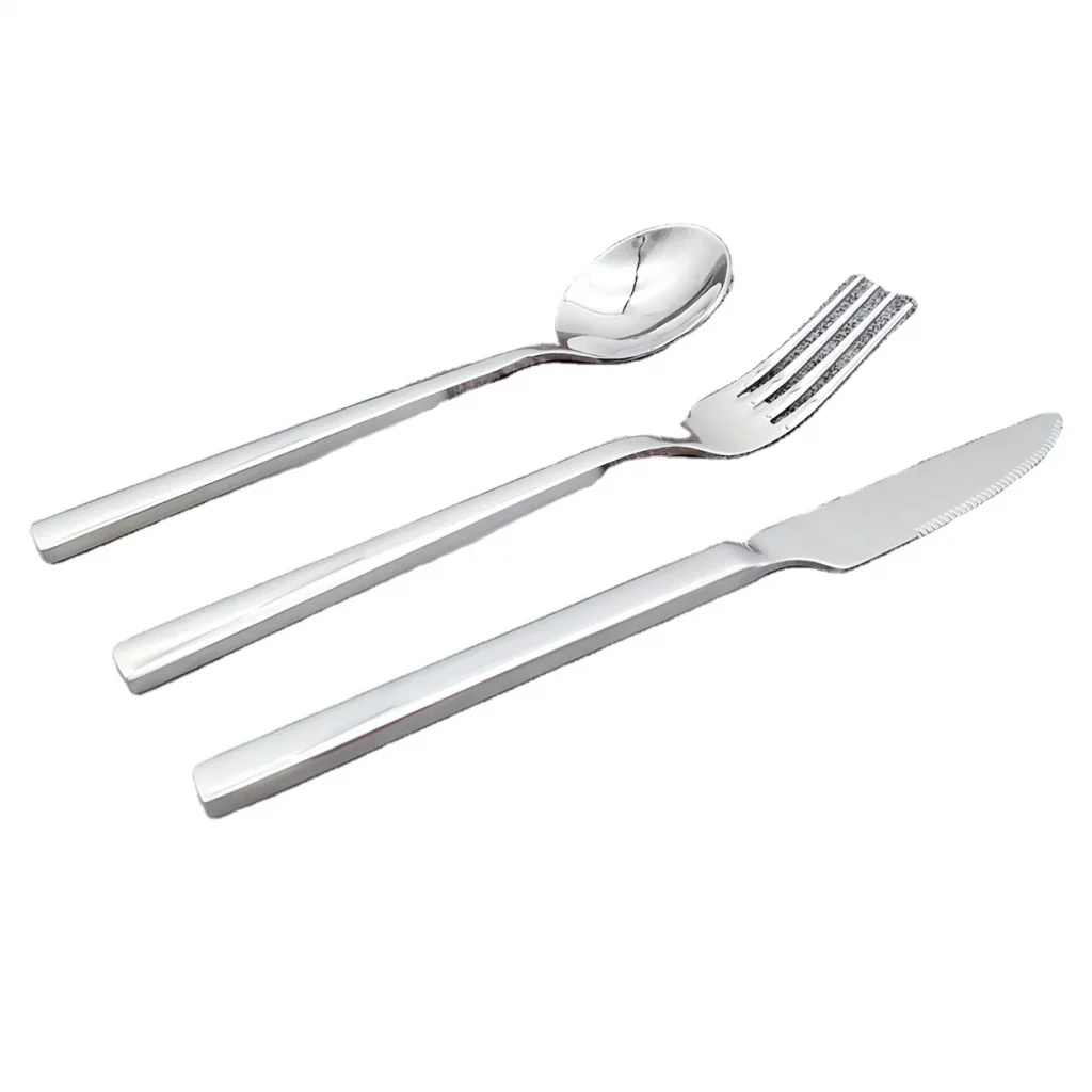 Узкие столовые ножи, вилка и ложка, столовые приборы для отелей и ресторанов