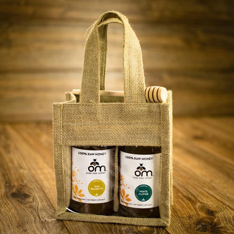 Для еды, чатни, соленья, консервы, пчелиный сырой мед, варенье, биоразлагаемый многоразовый натуральный подарочный набор с прозрачным окном на заказ, сумка из джутовой банки