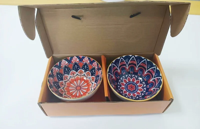 Home Hotel Restaurant Tableware Japanese Style Dinnerware Sets Ceramic Salad Bowl Bohemian Bowls Set With Gift Box
