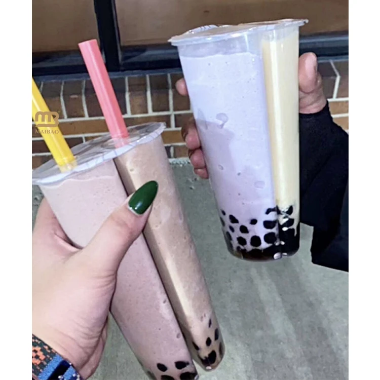 16 унций 24 унции 700 мл Чай Боба Двойные разделенные пластиковые стаканчики с крышкой ПП ПЭТ Разделенная чашка Пузырьковый чай Пластиковые стаканчики для сока с двойным отделением