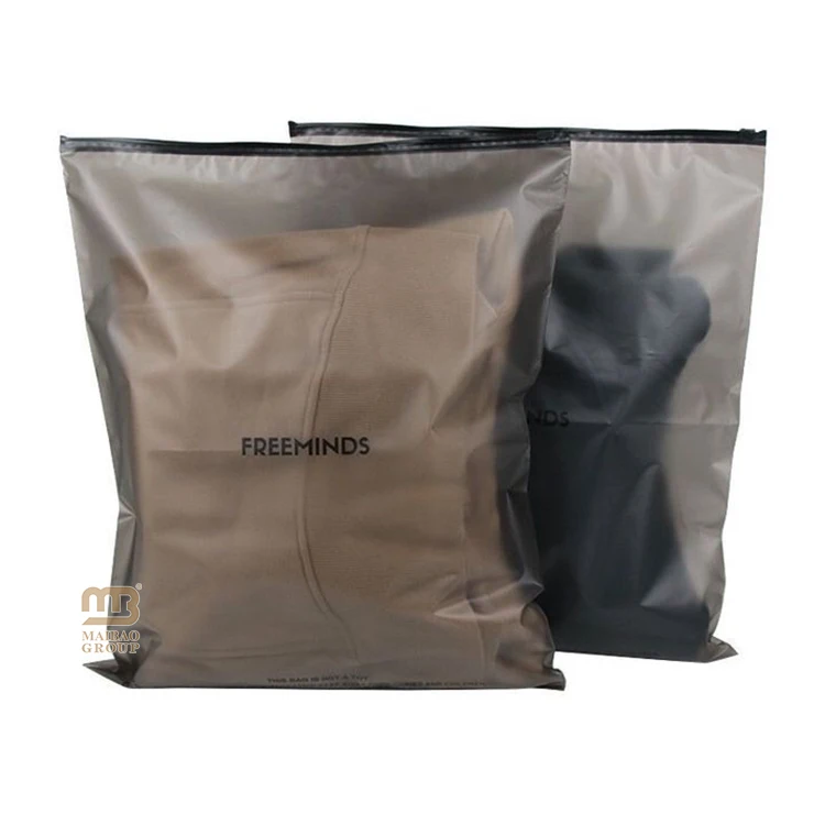 Биоразлагаемая сумка с застежкой-молнией Упаковка для одежды Пластиковый пакет с застежкой-молнией и индивидуальным логотипом Биоразлагаемая сумка с матовой застежкой-молнией для одежды