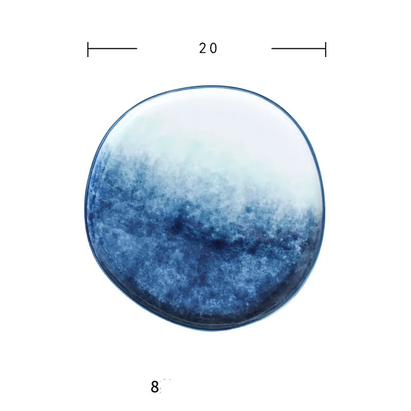 Factory Wholesale Handmade Gradient Dessert Plate Creative Steak Plates Irregular Ceramic Dish Plate