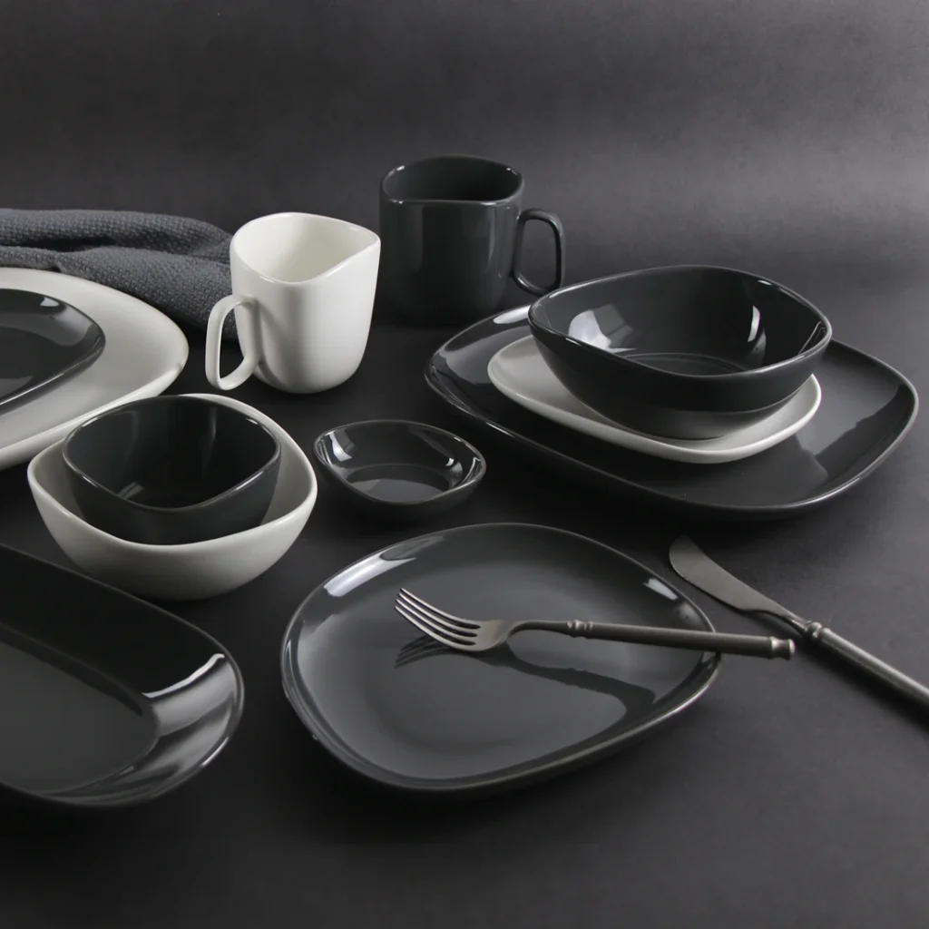 Наборы золотой и белой отделки, 8 шт., роскошный современный набор тарелок, столовая посуда, тарелки для ресторана, обеденная тарелка, наборы столовой посуды