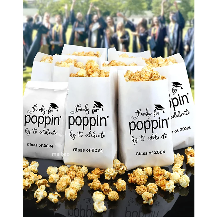 Пакеты с индивидуальным логотипом для свадебной вечеринки, белые пакеты с подарками на день рождения, коричневые пончики из крафт-бумаги, попкорн, маленькие бумажные пакеты, сладости