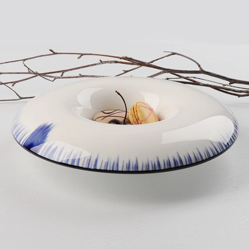 Оптовая продажа, балетные синие керамические глубокие тарелки, фарфоровая тарелка для ресторана, тарелка для макарон, керамическая тарелка для отеля, суповая тарелка