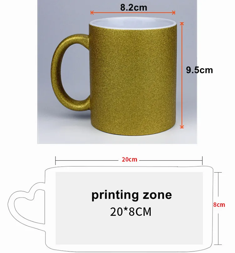 Custom Ceramic Coffee Mugs Glitter Thermal Transfer Sublimation Cup 11oz Customizable Shimmer Coffee Cups