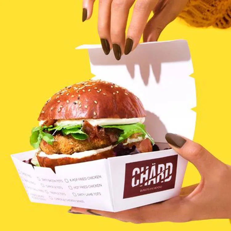 Одноразовый контейнер для пищевых продуктов из крафт-бумаги, упаковка для горячей еды с логотипом, жареная курица, картофель фри, бургер, коробка для еды на вынос