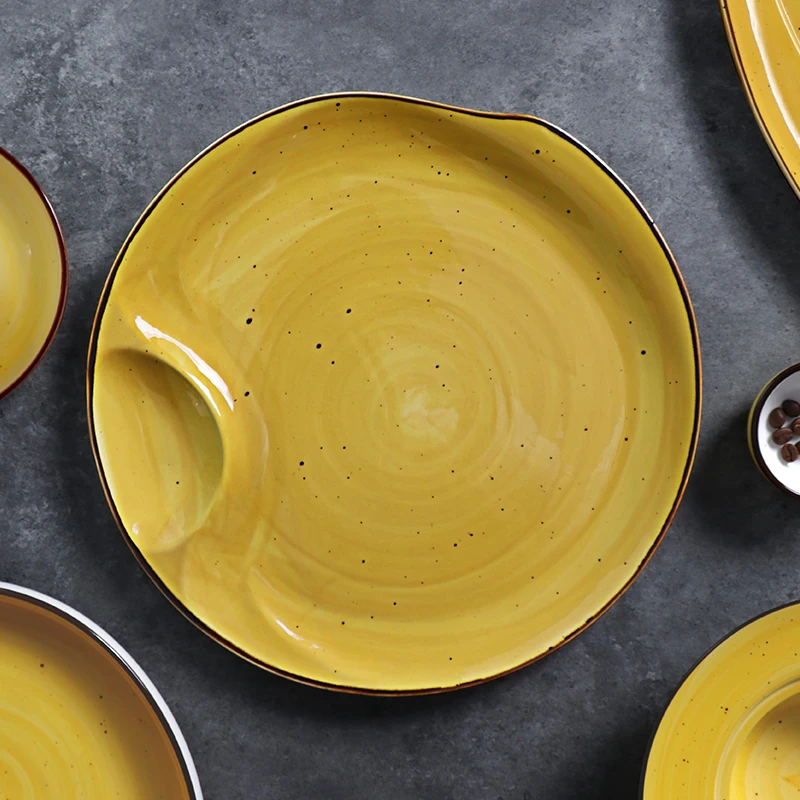 Фарфоровая миска для лапши, 10-дюймовая желтая фруктовая салатница с двойными стенками, большая керамическая чаша для ресторана