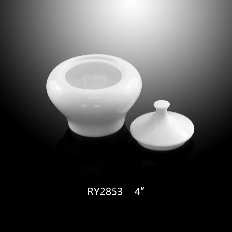 Фарфоровая круглая сахарница для отеля, керамическая банка с крышкой