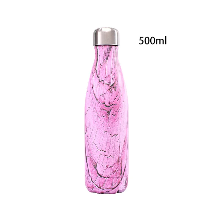 Горячие продажи с логотипом 500 мл, вакуумная герметичная спортивная бутылка для воды из нержавеющей стали в форме колы