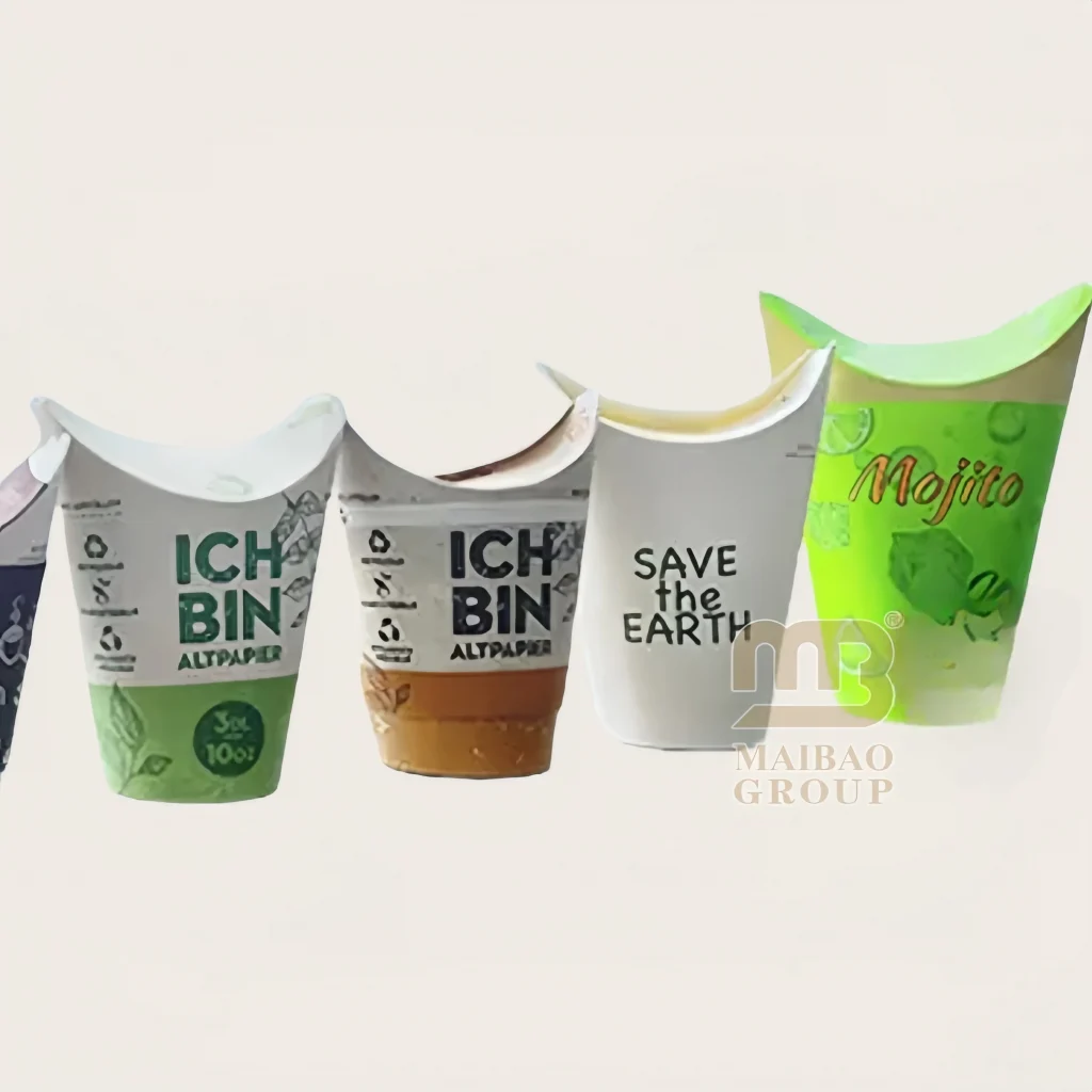 Бумажный стаканчик со встроенной складной крышкой. Складной бумажный стаканчик на вынос. Одноразовый термостойкий бумажный стаканчик для кофе и бабочки.