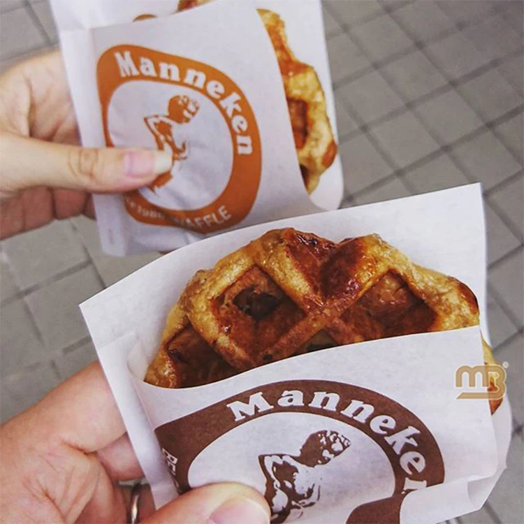 Изготовленный на заказ одноразовый упаковочный пакет для яиц и вафель, кондитерский пузырь, вафельный маслостойкий бумажный пакет, персонализированные бумажные пакеты для печенья с логотипом