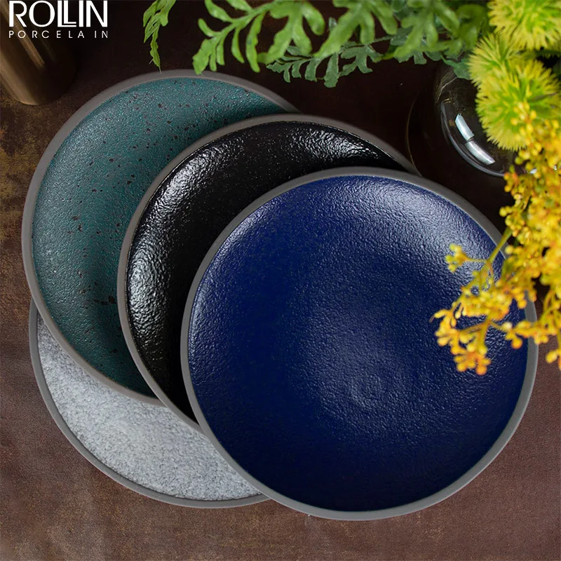 Популярные оптовые наборы керамических тарелок под глазурованную керамическую посуду Высококачественная керамическая тарелка