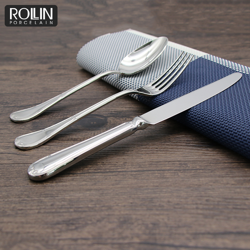 Ресторан дешевый серебряный набор столовых приборов, обеденные ложки, вилки и ножи, столовые приборы из нержавеющей стали