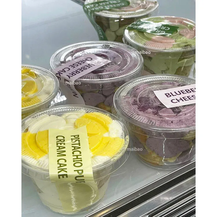 250 мл 360 мл 500 мл U-образный пластиковый стаканчик для клубничного десерта с крышкой, одноразовый прозрачный стаканчик для мороженого, упаковка для йогурта, смузи