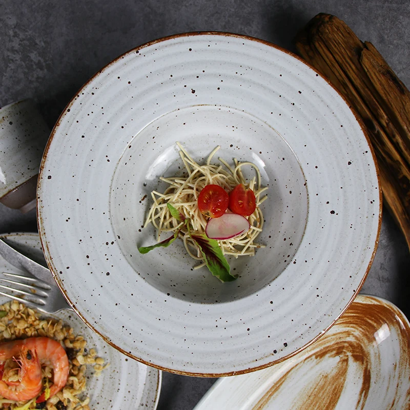 Оптовая продажа, новый дизайн, набор столовой посуды в скандинавском стиле, винтажный набор тарелок, набор столовых тарелок, фарфоровая керамическая посуда