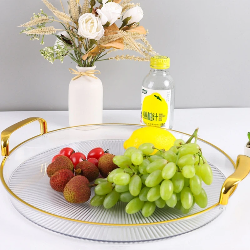 Luxury Gold Edge Storage Tray Eco-Friendly Plastic Food Party Container for Kitchen Snack Fruit Spice Holding for Home Party