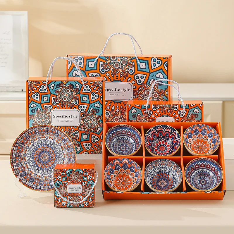 Gift Set Bohemian Ceramic Tableware New Design Kitchen 2 Pieces 4 Pieces 6 Pieces Optional