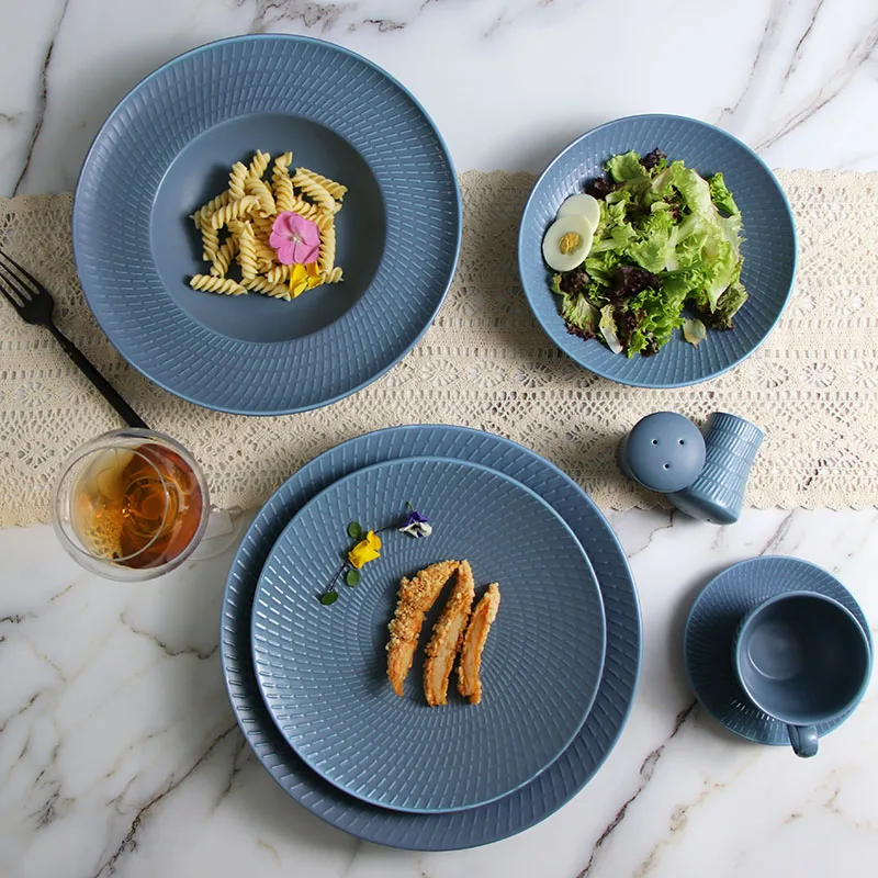 Оптовая продажа, ресторан, свадьба, фарфоровая посуда, тарелки, синие тарелки, 12-дюймовые синие тарелки, наборы столовой посуды