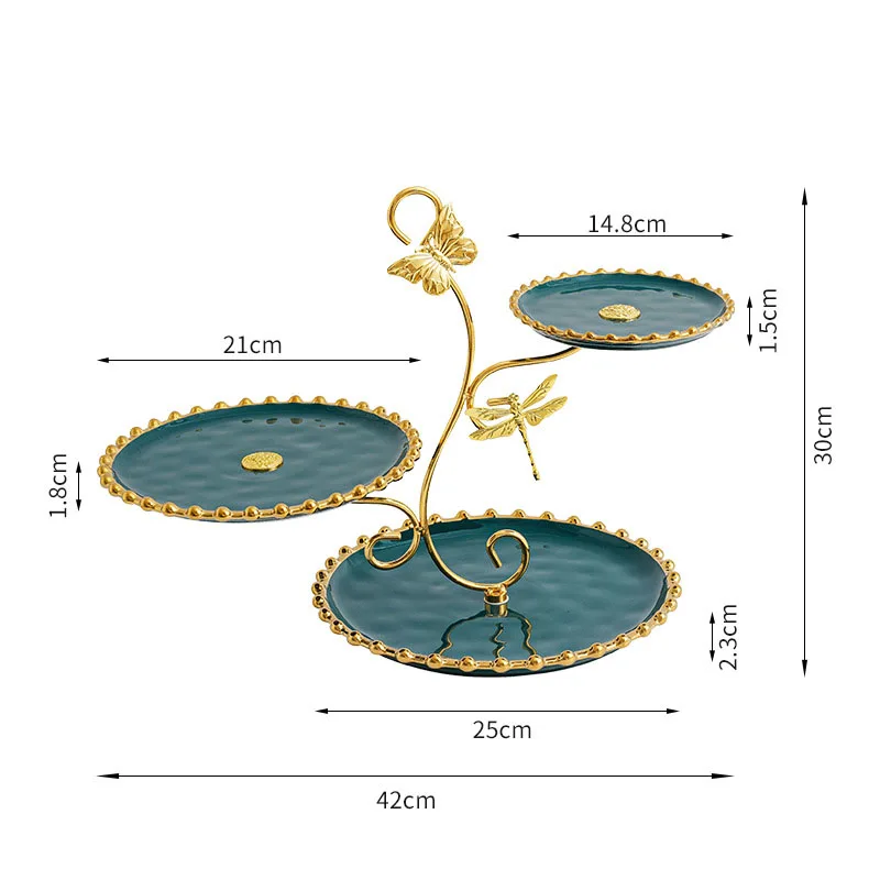 Luxury 3-Tier Ceramic Plate Cake Stand Large Standing Display Stand for Wedding Cakes Dessert Table Serving Tray Set