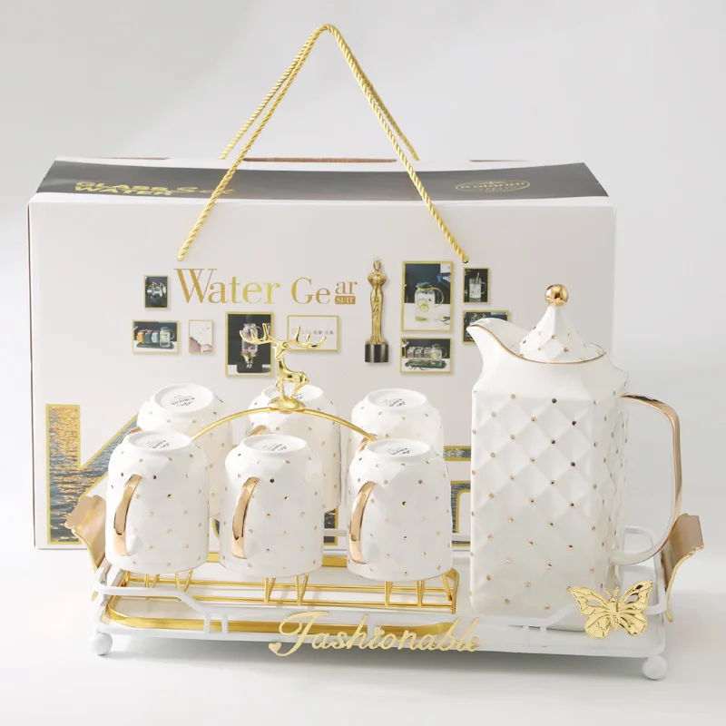 6 Cups Turkish Modern Household Coffee Mug Pot Saucer Creative Arabic Gift Box Gift Set Tea Set