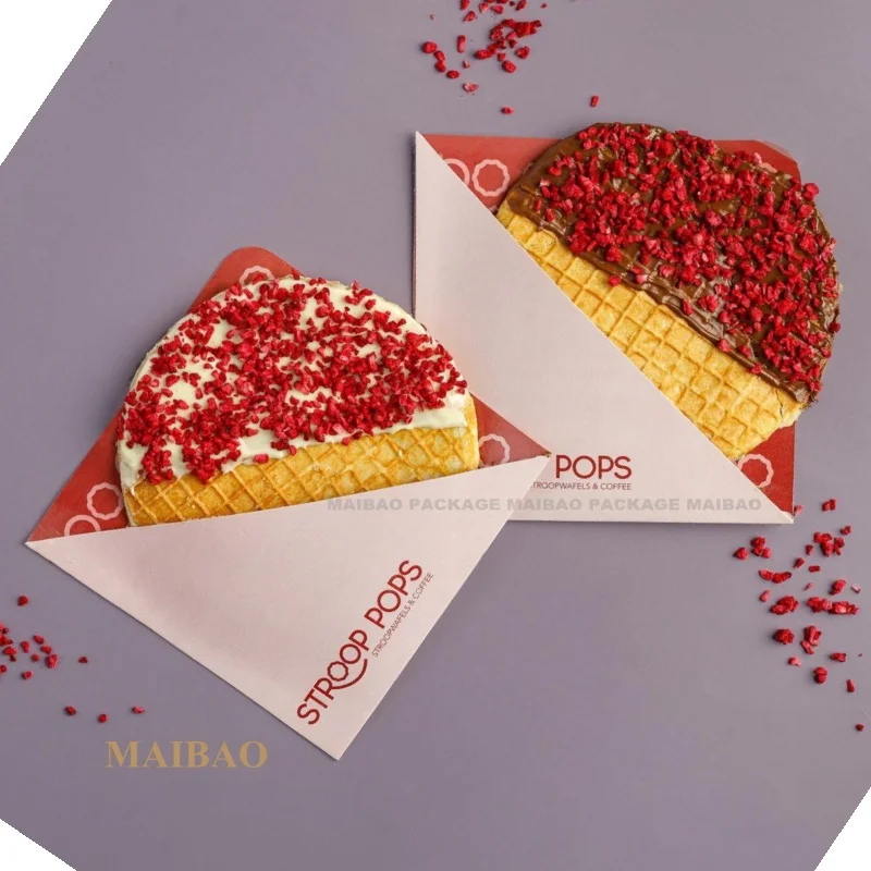Коробка для блинов Stroopwafel, держатель для бумаги, конусный контейнер, писчая бумага с двойными стенками, упаковка для еды и напитков, коробка для пиццы
