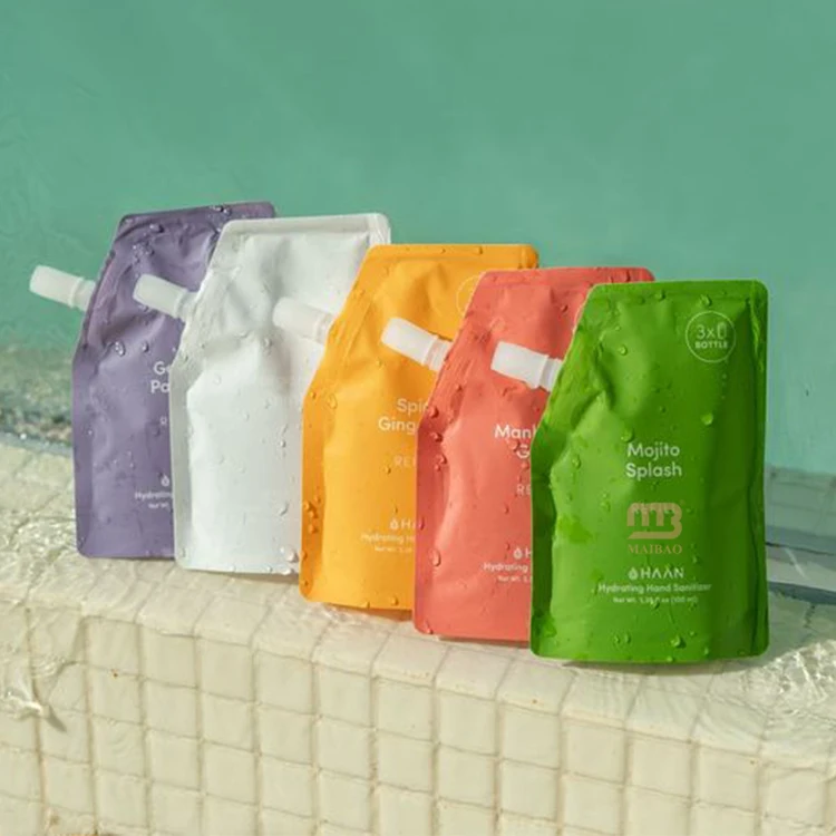 Оптовая продажа моющего средства для шампуня, индивидуальный логотип, жидкое мыло, мешочек с носиком, сумка для стирки, упаковка для моющих средств, мешочек с носиком