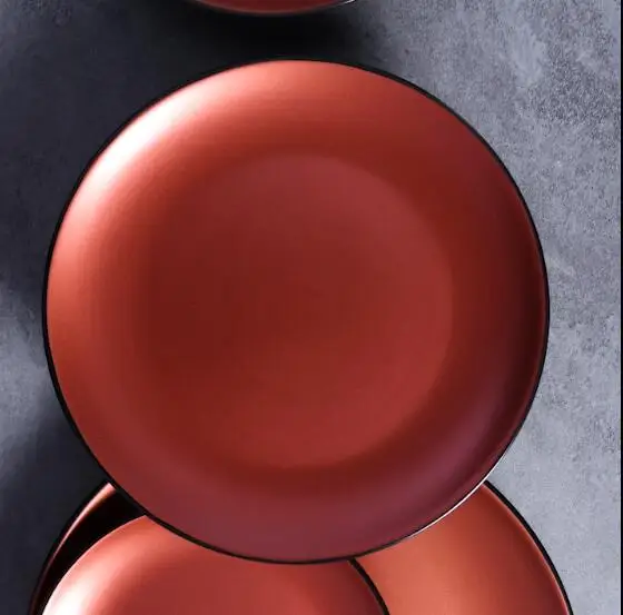 Современная керамическая посуда по индивидуальному заказу, медная тарелка для ресторанов, медная глазурованная тарелка, наборы столовой посуды оптом