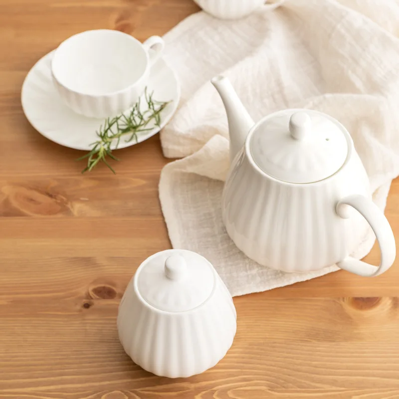 White European Luxury Ceramic Bone China Coffee Mug Pot Sugar Jar Milk Jar Set Afternoon Coffee Pumpkin Cup