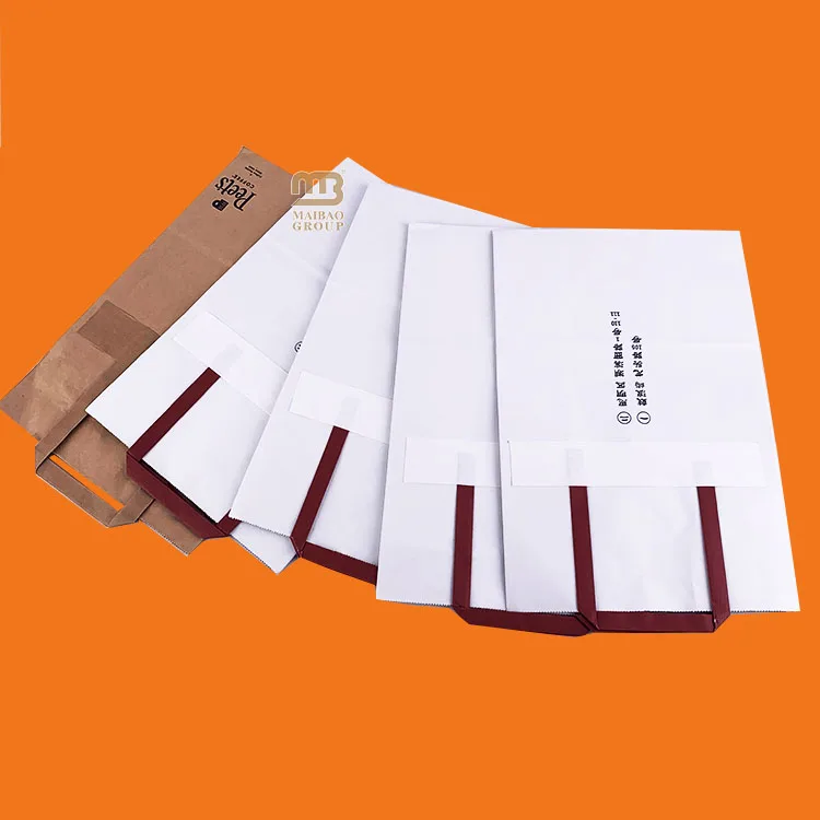 Бело-коричневый изолированный мешок из крафт-бумаги на вынос, упаковка для обеда, алюминиевая термосумка, бумажные пакеты на вынос, изготовленные на заказ