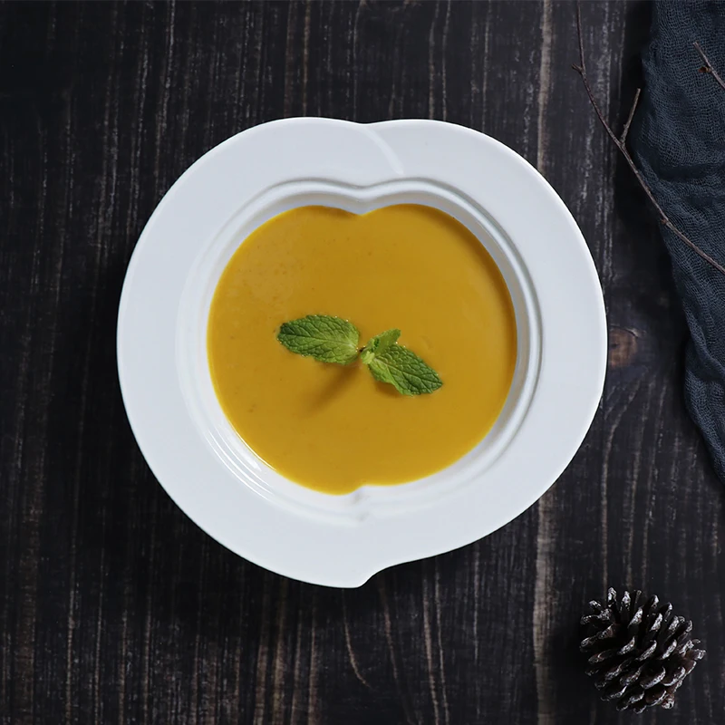 Поставщик отелей Гуанчжоу Индивидуальная тарелка Белая фарфоровая тарелка с крышкой Супница 8-дюймовая керамическая суповая тарелка для ресторанов