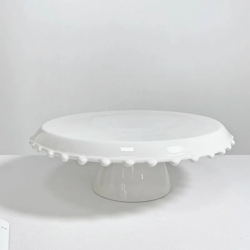 Wholesale 8 Inch European Relief Pearl Ceramic Dessert Tray Plate Eco-Friendly High Corner Restaurant Tableware for Hotels