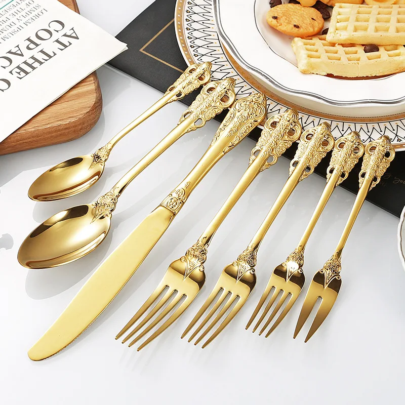 Детский набор столовых приборов Набор столовых приборов Роскошный нож и вилка из нержавеющей стали Ложка Кофейная ложка