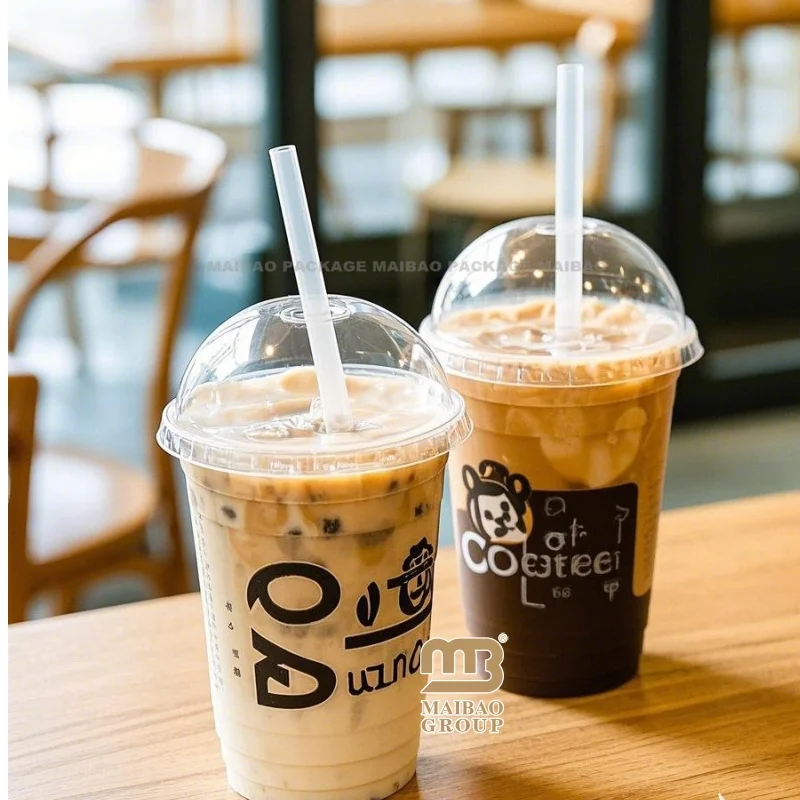 Оптовая продажа, изготовленный на заказ матовый прозрачный пластиковый стаканчик для домашних животных из полипропилена с плоскими крышками и соломинкой, 9 унций, 16 унций, 18 унций, 24 унции, пластиковые стаканчики для напитков, кофе