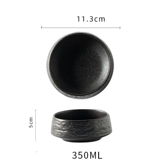 Creative Stone Rice Bowling White Black Round Shaped Ceramic Bowl High-End Restaurant Salad Bowl