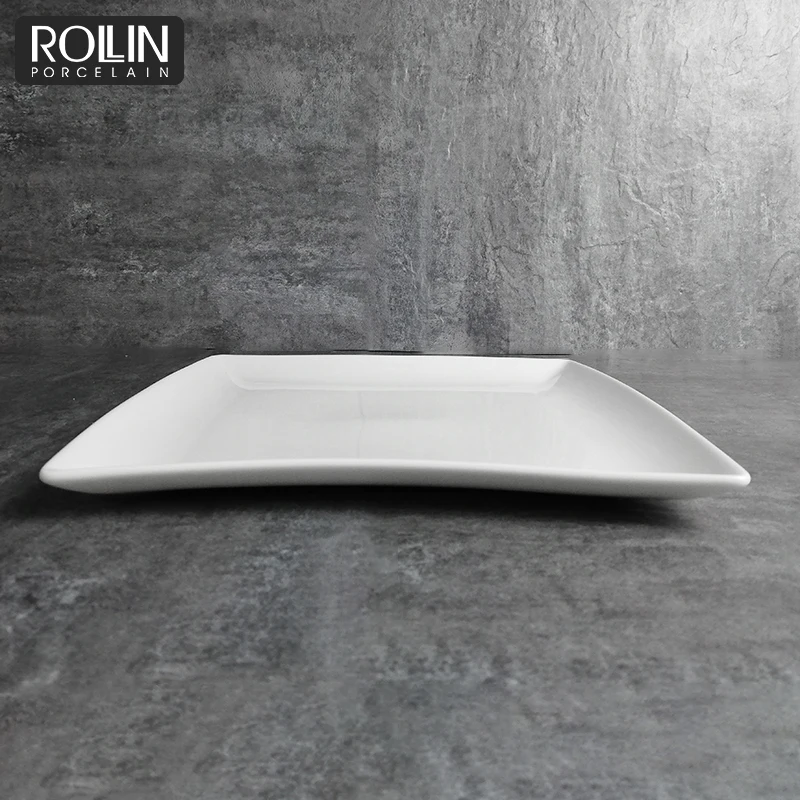 Оптовая торговля тарелками для гостиниц. Фарфоровые квадратные плоские квадратные тарелки.