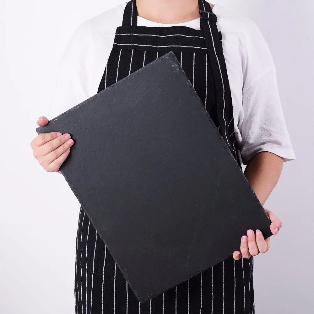 Оптовая продажа фуршетных тарелок по индивидуальному заказу, каменная доска, черная сланцевая тарелка для ресторана, черная сланцевая каменная тарелка для суши