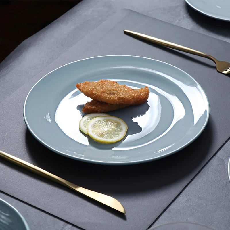 Роскошный обеденный набор для столовой посуды в отеле, круглый синий фарфоровый набор для отеля