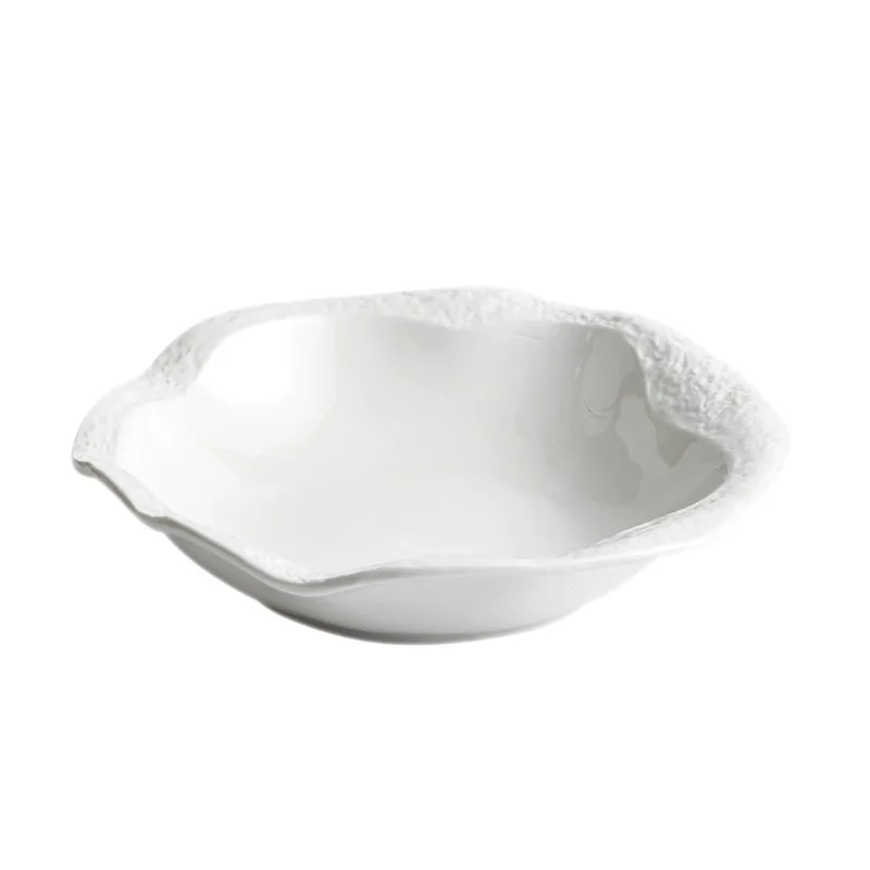 Luxury Creative White Ceramic Small Salad Breakfast Plates Luxury Lotus Stoneware Clay Dinnerware Set Sustainable Restaurant Use