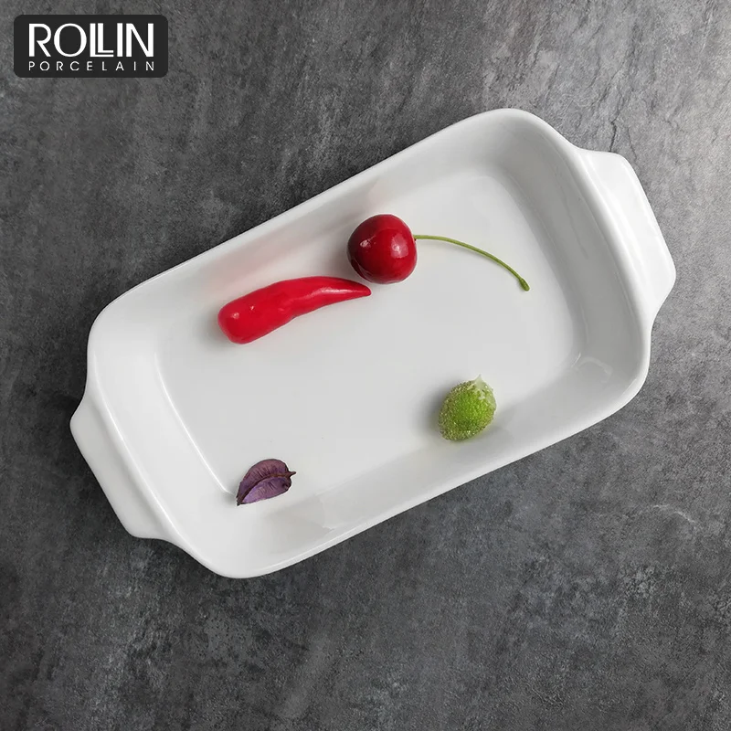 Новые поступления, фарфоровая форма для выпечки, прямоугольная керамическая форма для выпечки с ручками