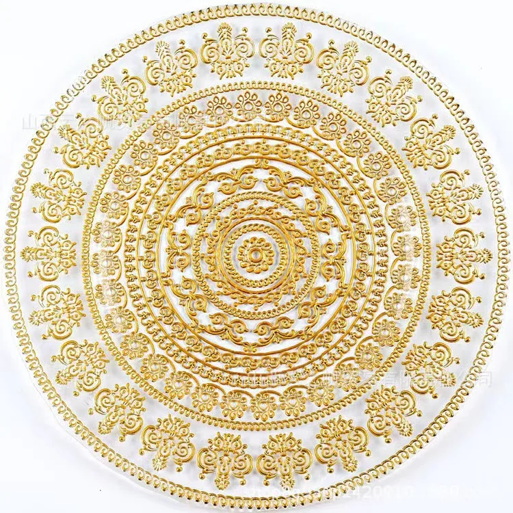 Оптовая продажа 12-дюймовая стеклянная зарядная пластина с нерегулярным золотым узором для свадебной банкетной посуды