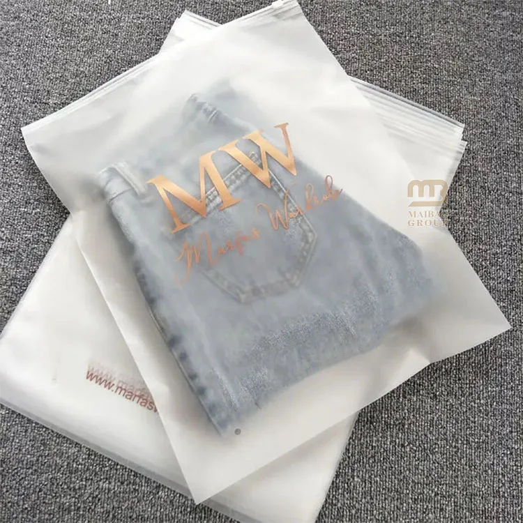 Биоразлагаемая сумка с застежкой-молнией Упаковка для одежды Пластиковый пакет с застежкой-молнией и индивидуальным логотипом Биоразлагаемая сумка с матовой застежкой-молнией для одежды