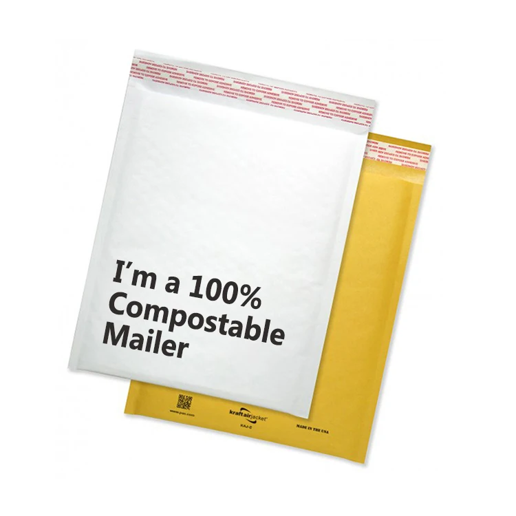 Пользовательский печатный логотип очень большой белый компостируемый доставка упаковки PLA Биоразлагаемые накладные конверты поли -почтовые пузырь