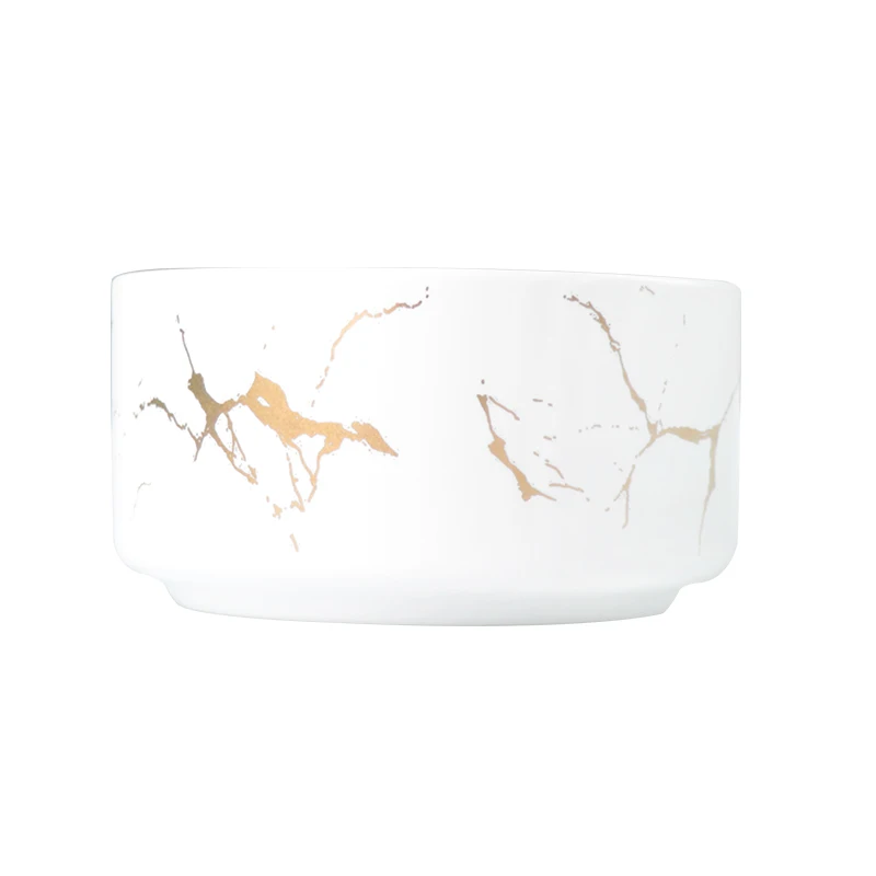 Оптовая продажа с фабрики на набор глазурованных мраморных чаш Керамическая чаша для супа Vajilla с узором золотых вен Фарфоровая чаша с логотипом на заказ