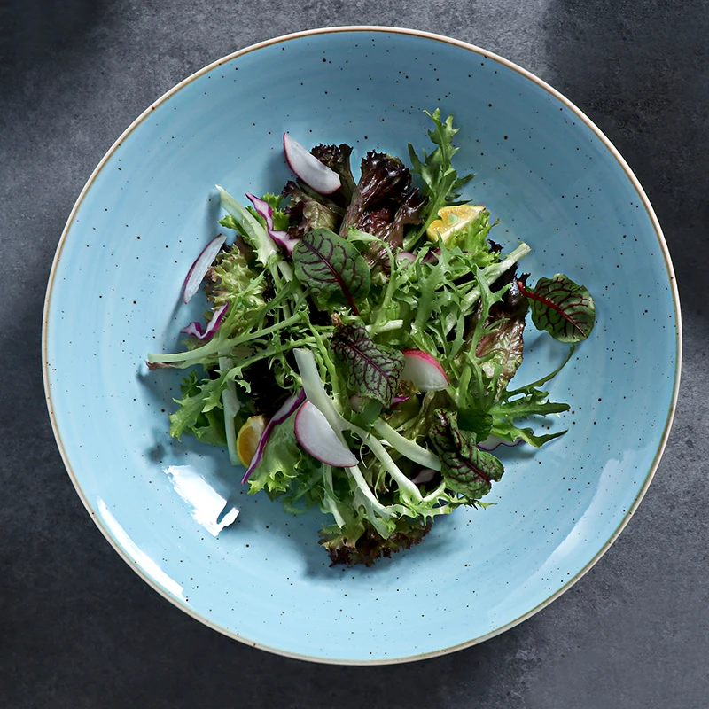 Керамическая тарелка Производитель Оптовая Фарфоровая Пищевая Тарелка Синяя Круглая Посуда Фарфоровая Тарелка