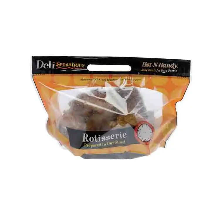 Изготовленные на заказ биоразлагаемые, пригодные для разогрева в микроволновой печи, закрывающиеся пластиковые пакеты на молнии для свежей, горячей, жареной, замороженной еды, упаковка для курицы-гриля, упаковочные пакеты