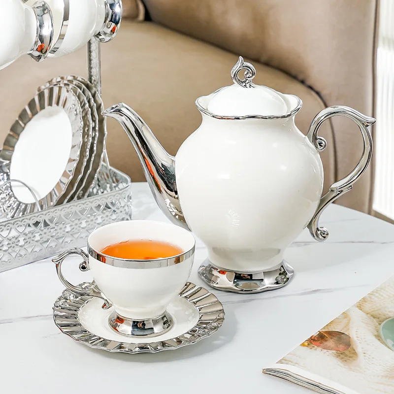 Чайный сервиз из костяного фарфора в европейском стиле, керамическая чашка и блюдце ручной работы, вдохновленный английским чайником для послеобеденного чая для кофе, чая, отличный подарок